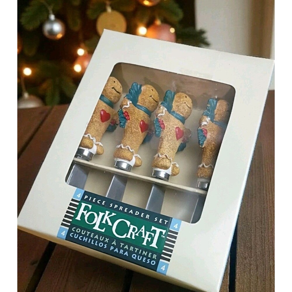 Authentic Tienshan 4-Piece Gingerbread Man Spreader Set New In Box 4 3/4